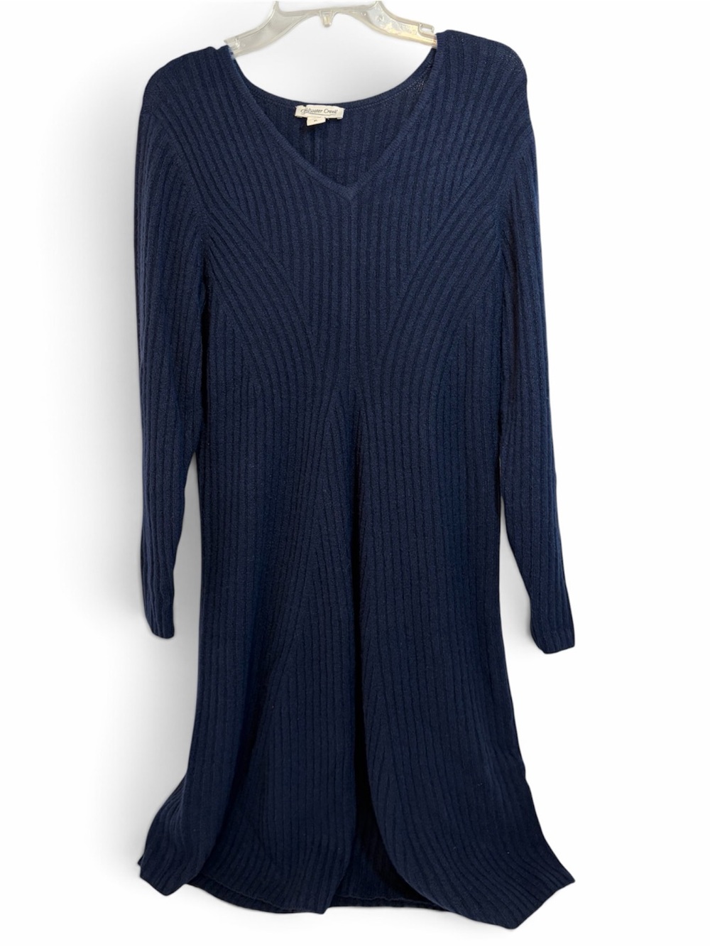 Coldwater Creek Classic Navy Ribbed V-Neck Sweater Dress Women’s Size XL